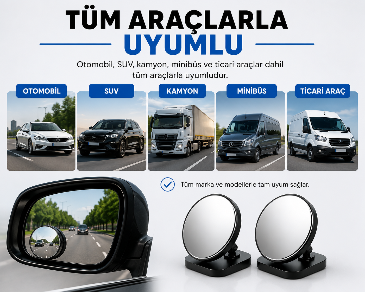 Çerçevesiz 360° Ayarlanabilir Kör Nokta Aynası (2'li Set) - Görsel 3